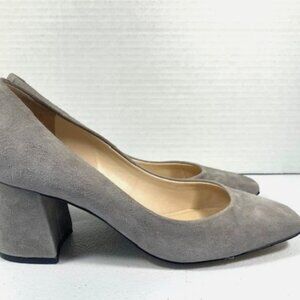 Marc Fisher Pierre Pump Women's 9.5M Gray Suede 2" Block Heel Business Shoes NEW